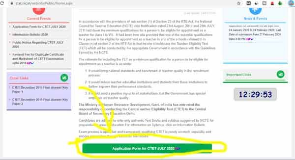 ctet online form