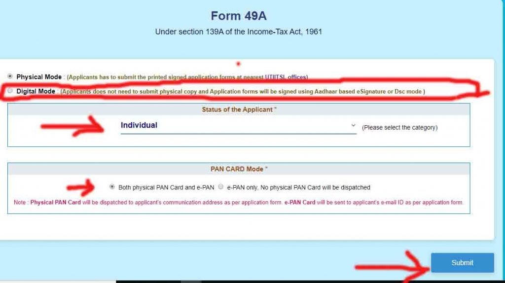 Online csc uti pan card correction