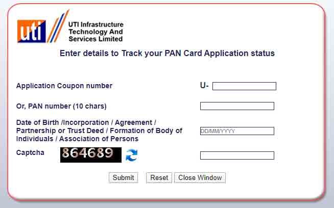pan card status